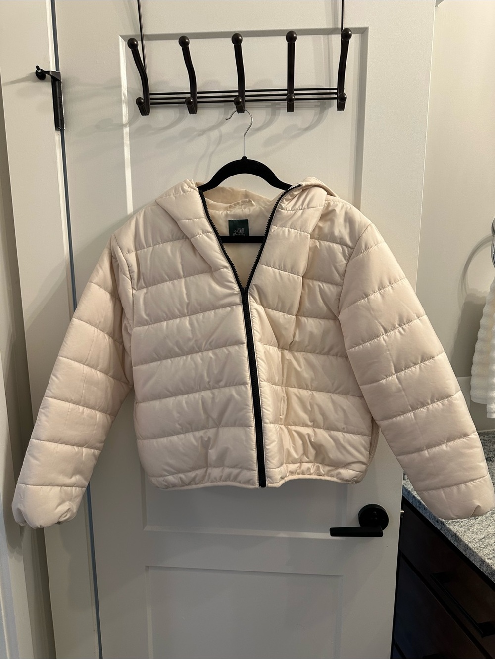wild fable Cream Hooded Quilted Puffer Jacket